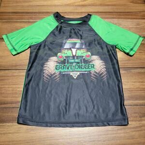 Monster Jam Kids Green & White Tee "Grave Digger" - Size 7/8